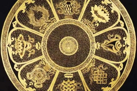 编号138-702739：黑金唐卡-吉祥八宝坛城（70*70CM左右）