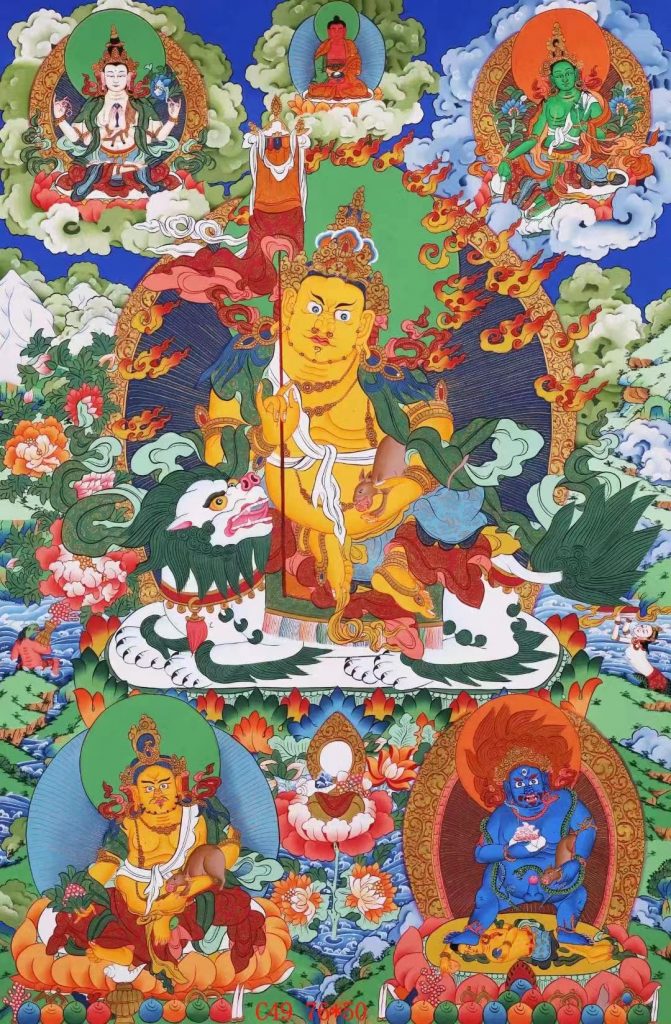 编号138-704904：彩绘唐卡-财宝天王（76*50CM左右）