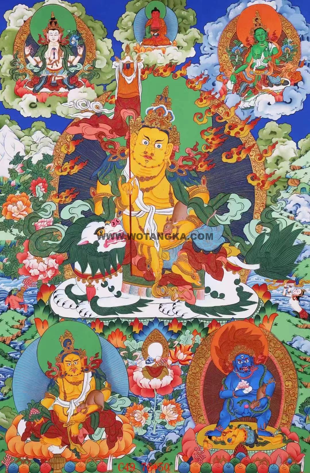编号138-704904：彩绘唐卡-财宝天王（76*50CM左右）