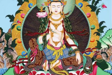 编号138-814720：彩绘唐卡-金刚手菩萨·寂静相（61*45CM左右）