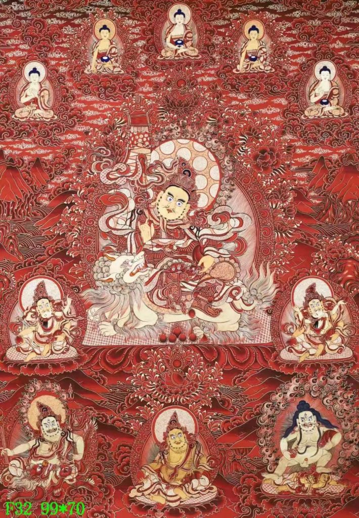 编号138-819170：红金唐卡-财宝天王·五方财神（99*70CM左右）