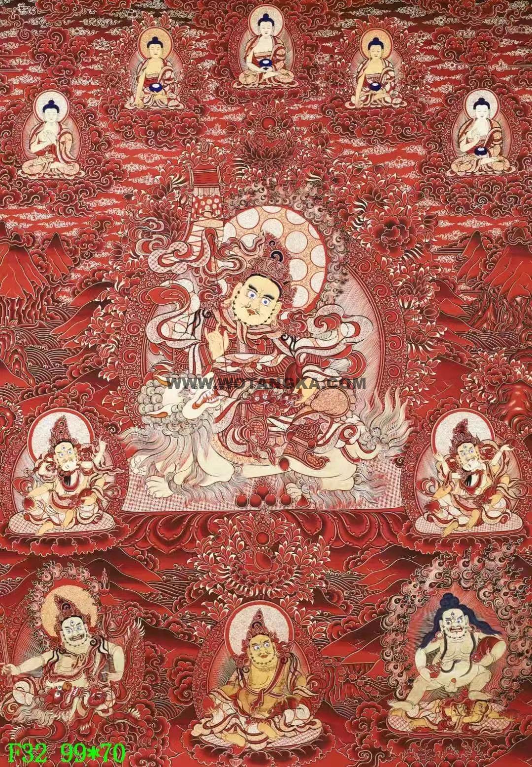 编号138-819170:红金唐卡-财宝天王·五方财神(99*70CM左右)