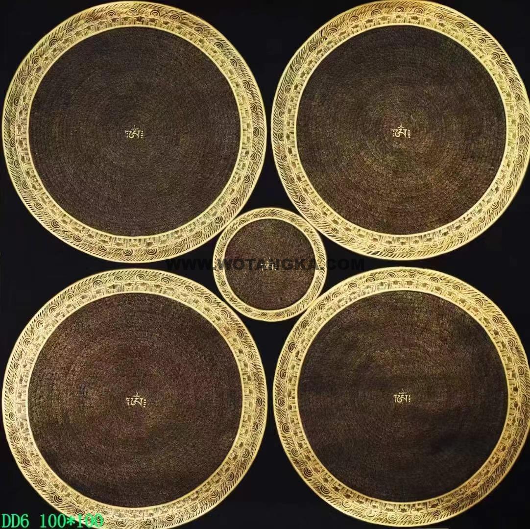 编号138-864529：黑金唐卡-六字真言坛城（100*100CM左右）