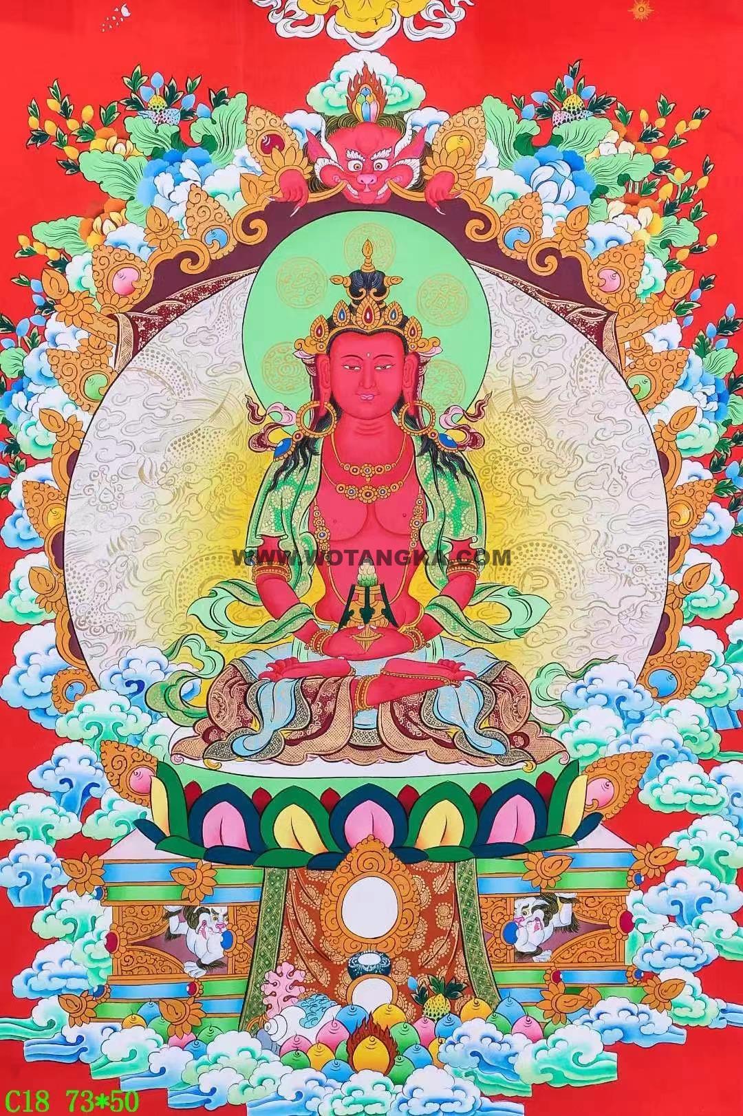 编号138-910553：红金唐卡-长寿佛（73*50CM左右）