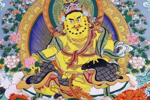 编号138-997879：彩绘唐卡-黄财神·五方财神（99*73CM左右）