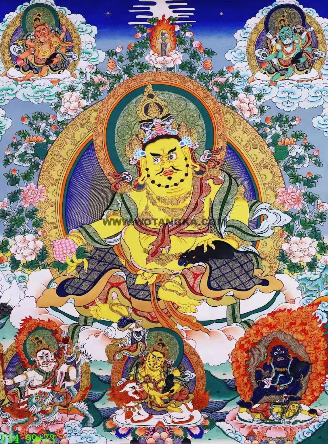 编号138-997879：彩绘唐卡-黄财神·五方财神（99*73CM左右）