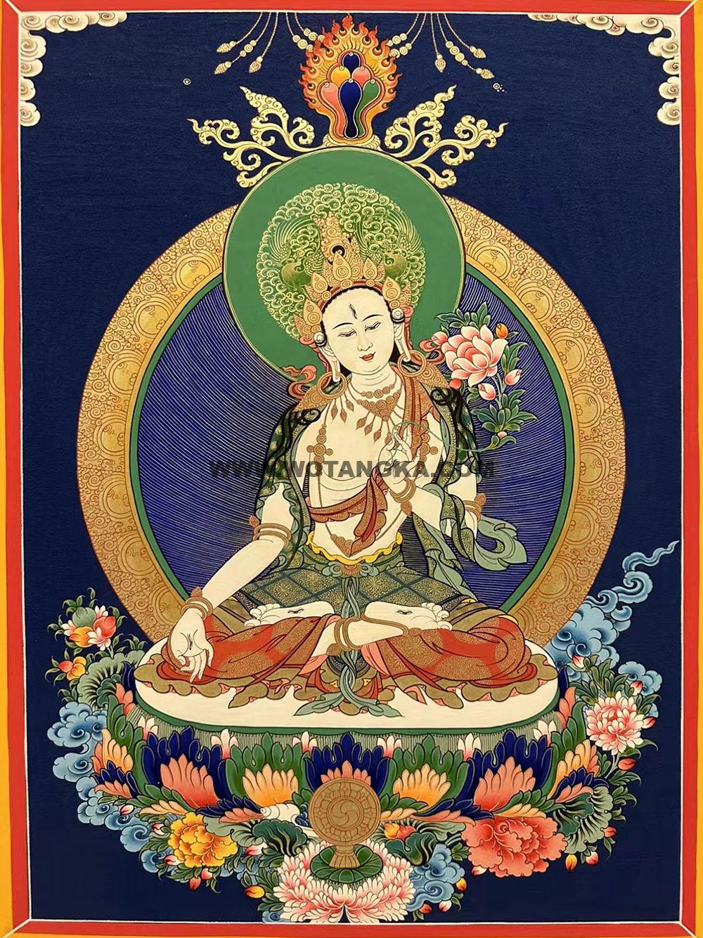 热贡-才让扎西·画院:彩绘唐卡-白度母(60*45CM左右)