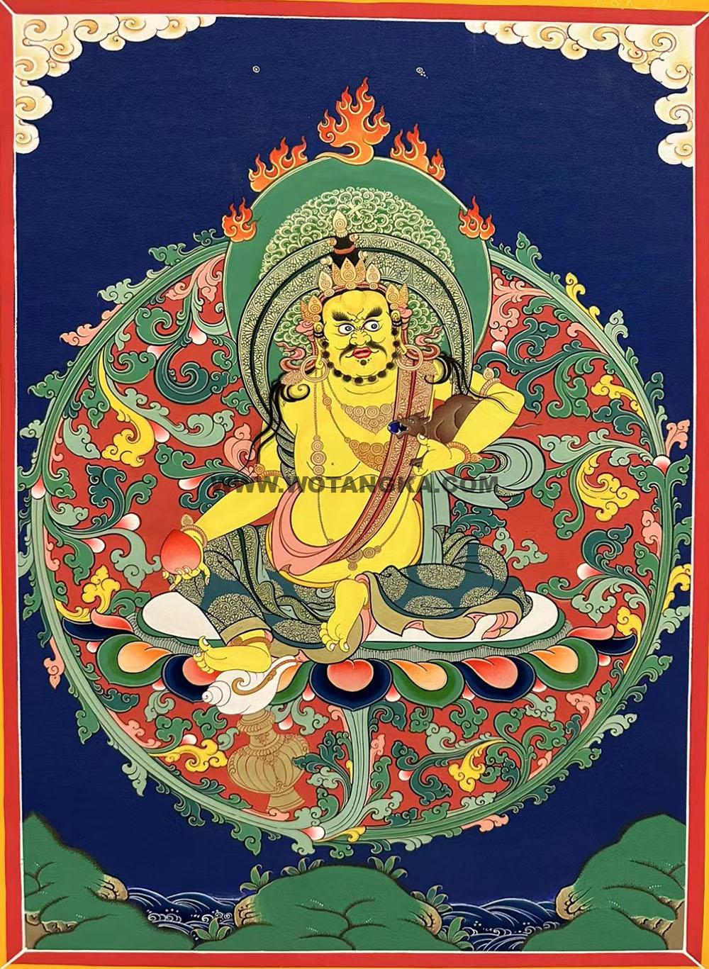 热贡-才让扎西·画院:彩绘唐卡-黄财神(60*45CM左右)