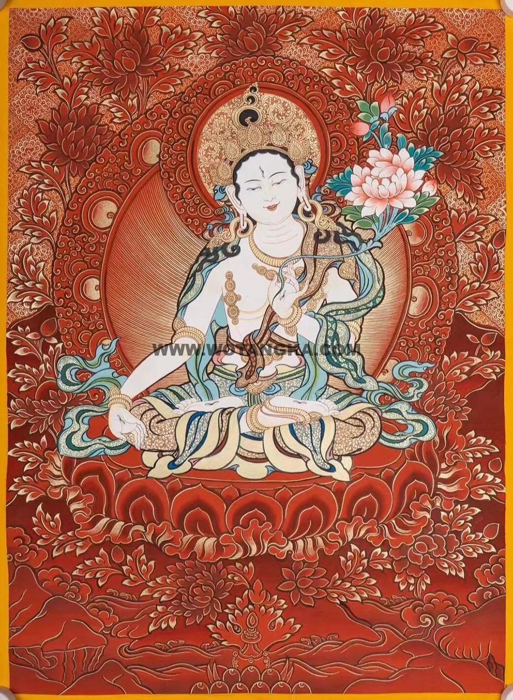 热贡-罗藏达杰·画院:红金唐卡-白度母(30*20CM左右)