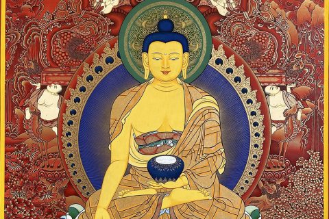 编号188-372806：红金唐卡-释迦牟尼佛（100*70CM左右）