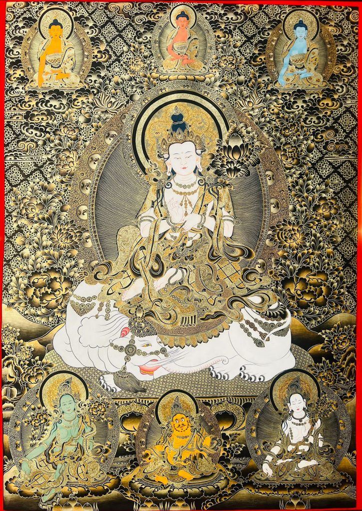 编号188-483223：黑金唐卡-普贤菩萨（100*70CM左右）