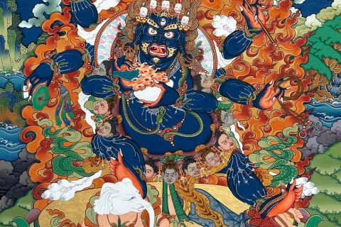 编号188-498606：彩绘唐卡-六臂玛哈嘎拉（80*60CM左右）