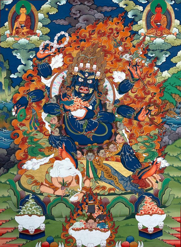 编号188-498606：彩绘唐卡-六臂玛哈嘎拉（80*60CM左右）