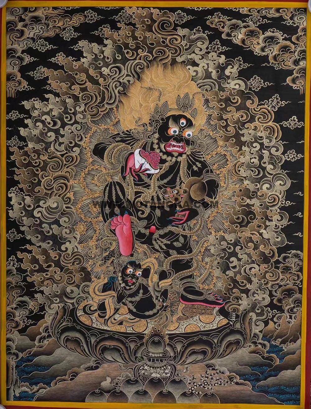 编号188-639380:黑金唐卡-黑财神(80*60CM左右)