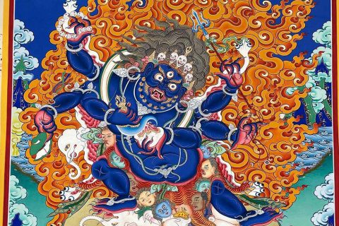 编号188-801547：彩绘唐卡-六臂玛哈嘎拉（80*60CM左右）