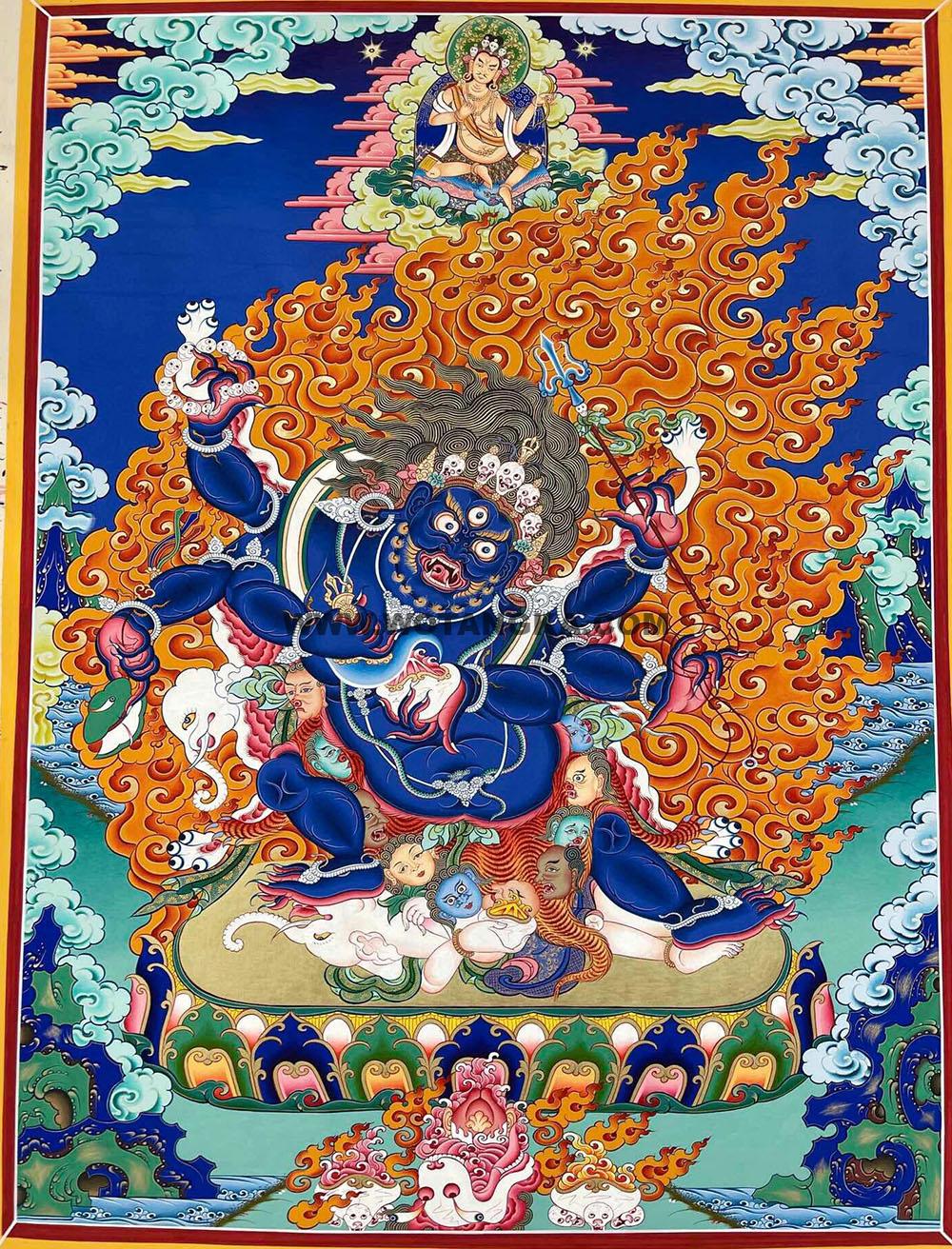 编号188-801547:彩绘唐卡-六臂玛哈嘎拉(80*60CM左右)