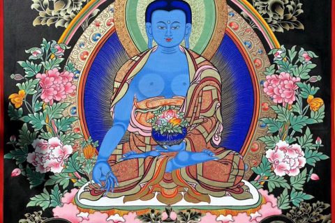 编号188-854277：黑金唐卡-药师佛（100*70CM左右）