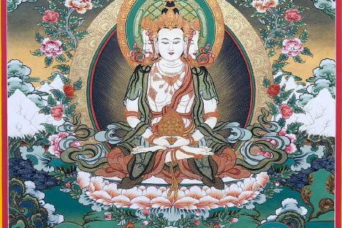 编号188-863078：彩绘唐卡-四面大日如来（100*70CM左右）