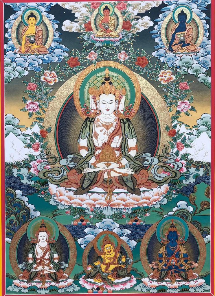编号188-863078：彩绘唐卡-四面大日如来（100*70CM左右）