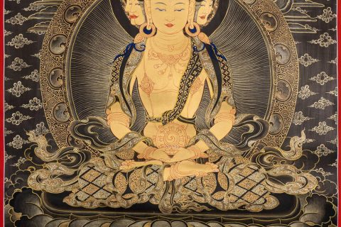 编号188-931742：黑金唐卡-四面大日如来（60*45CM左右）