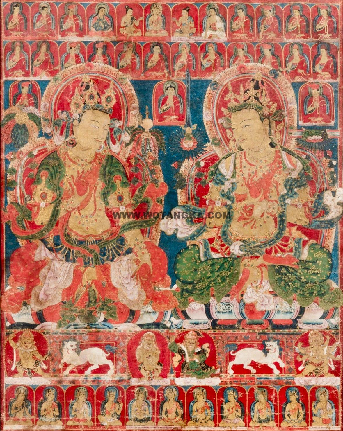 沃唐卡编号AC18209:弥勒菩萨及文殊菩萨