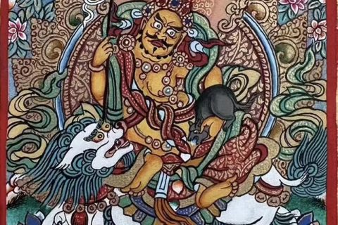 编号118-1063206：彩绘小唐卡-财宝天王（长方形·5*4CM左右）