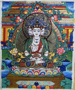 编号118-1091158：彩绘小唐卡-四面大日如来（长方形·5*4CM左右）