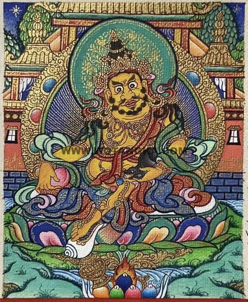 编号118-1096190：彩绘小唐卡-黄财神（长方形·5*4CM左右）