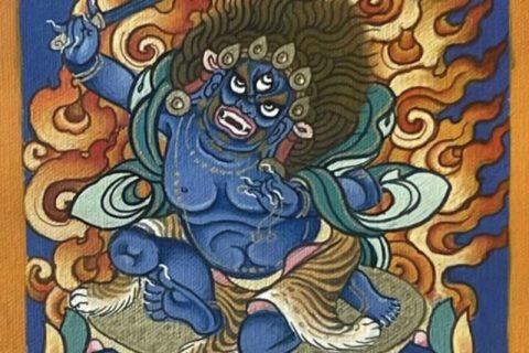 编号118-1439667：彩绘小唐卡-不动明王（长方形·5*4CM左右）