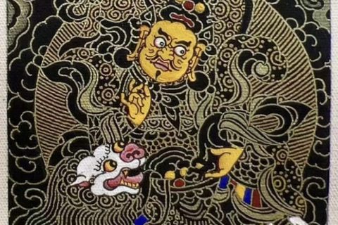 编号118-1463519：黑金小唐卡-财宝天王（长方形·5*4CM左右）