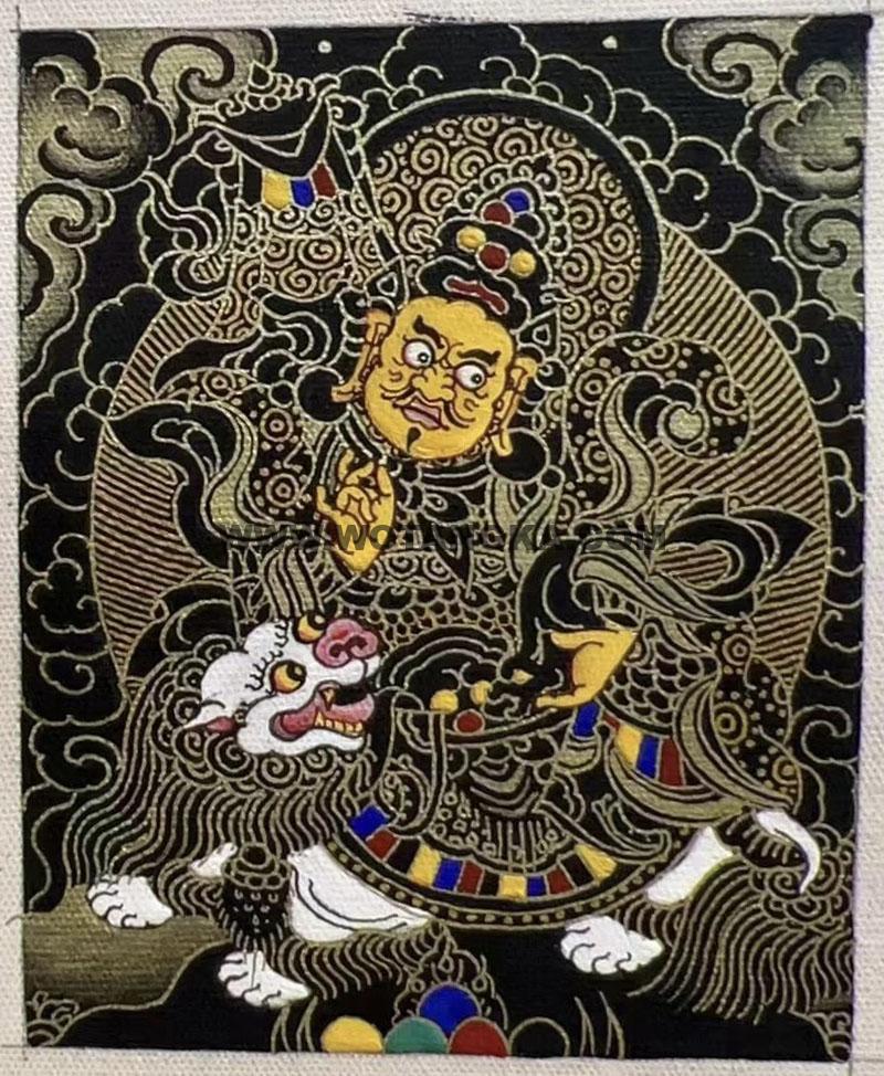 编号118-1463519：黑金小唐卡-财宝天王（长方形·5*4CM左右）