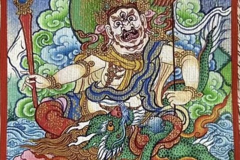 编号118-1486282：彩绘小唐卡-白财神（长方形·5*4CM左右）