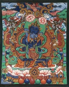 编号118-1685409：彩绘小唐卡-金刚总持佛·双身相（长方形·5*4CM左右）