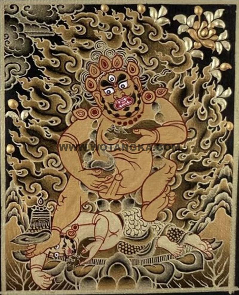 编号118-2518490：黑金小唐卡-黑财神（长方形·5*4CM左右）