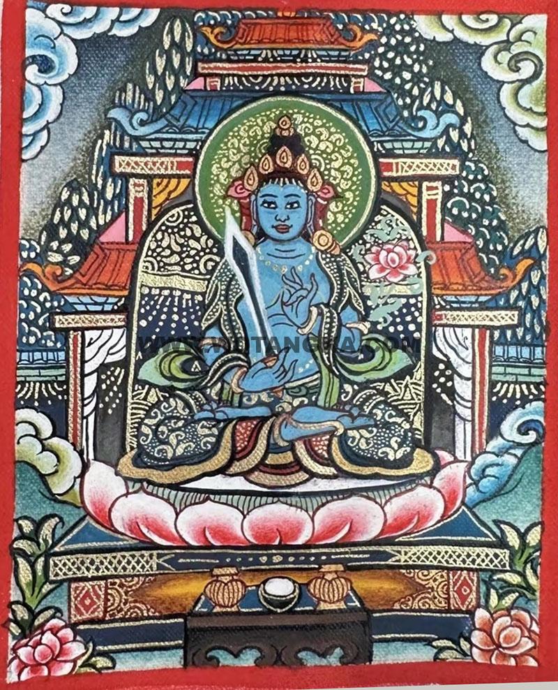 编号118-2526327：彩绘小唐卡-虚空藏菩萨（长方形·5*4CM左右）