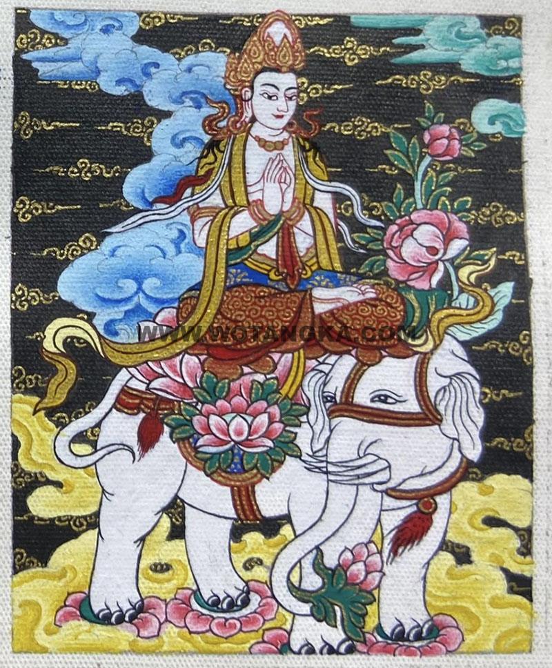 编号118-2921555：彩绘小唐卡-骑象普贤菩萨（长方形·5*4CM左右）