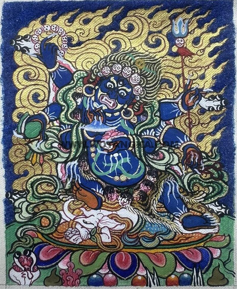 编号118-2949964：彩绘小唐卡-六臂玛哈嘎拉（长方形·5*4CM左右）