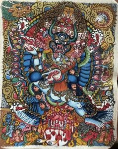 编号118-3220070：彩绘小唐卡-大威德金刚（长方形·5*4CM左右）