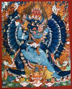 编号118-3296670：彩绘小唐卡-大威德金刚（长方形·5*4CM左右）