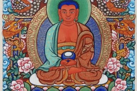 编号118-3435998：彩绘小唐卡-阿弥陀佛（长方形·5*4CM左右）