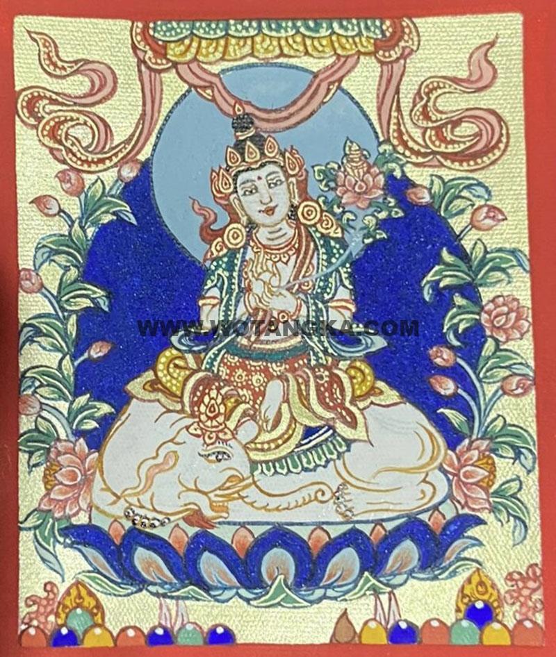 编号118-3765031：彩绘小唐卡-骑象普贤菩萨（长方形·5*4CM左右）