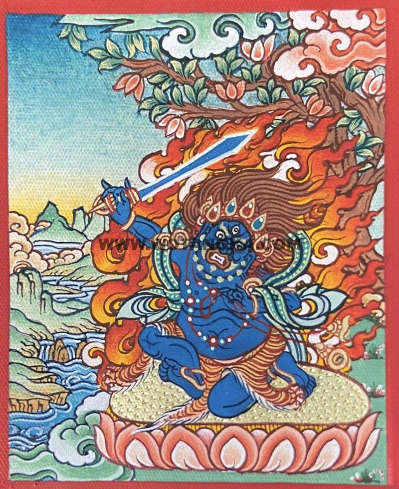 编号118-3805253：彩绘小唐卡-不动明王（长方形·5*4CM左右）