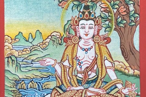 编号118-3948753：彩绘小唐卡-金刚手菩萨·寂静相（长方形·5*4CM左右）