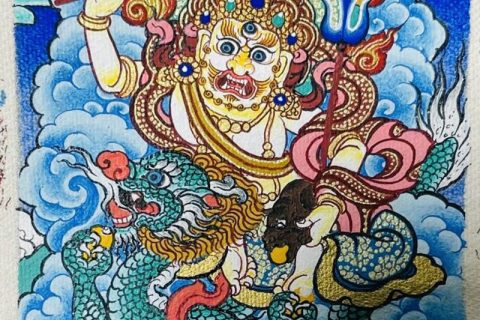 编号118-4239043：彩绘小唐卡-白财神（长方形·5*4CM左右）