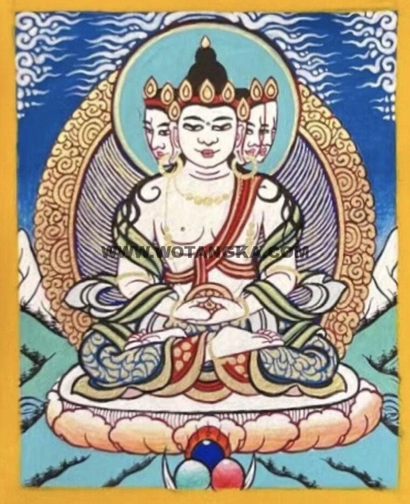 编号118-4257109：彩绘小唐卡-四面大日如来（长方形·5*4CM左右）