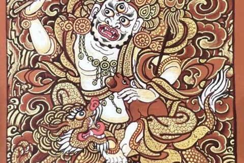 编号118-4478758：红金小唐卡-白财神（长方形·5*4CM左右）