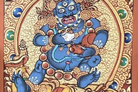 编号118-4533191：红金小唐卡-黑财神（长方形·5*4CM左右）