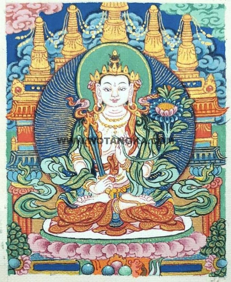 编号118-4555962：彩绘小唐卡-虚空藏菩萨（长方形·5*4CM左右）