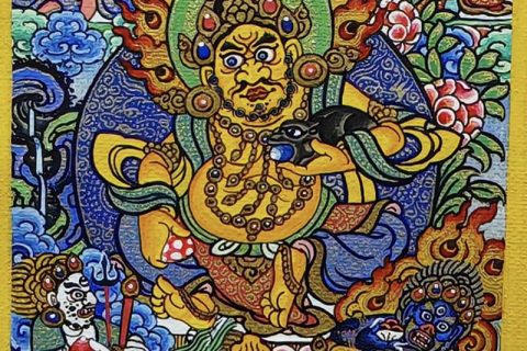 编号118-4597831：彩绘小唐卡-五方财神（长方形·5*4CM左右）