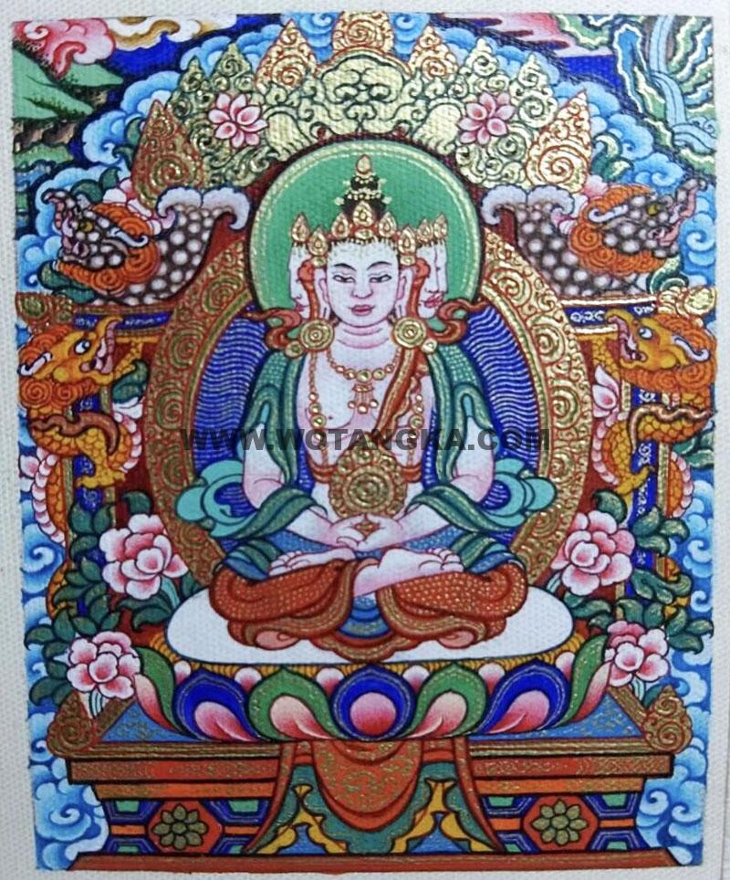 编号118-4735685：彩绘小唐卡-四面大日如来（长方形·5*4CM左右）